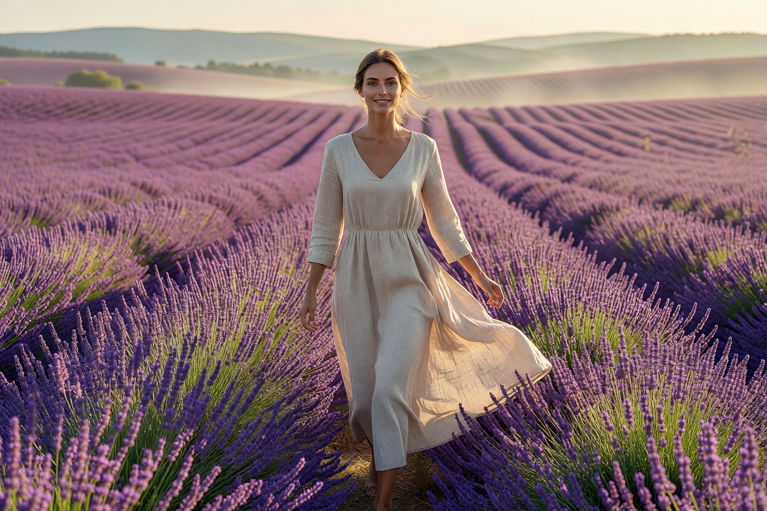 Lavender field at golden hour